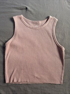 Sleeveless Waffle-Knit Crop Tank in Dusty Mauve